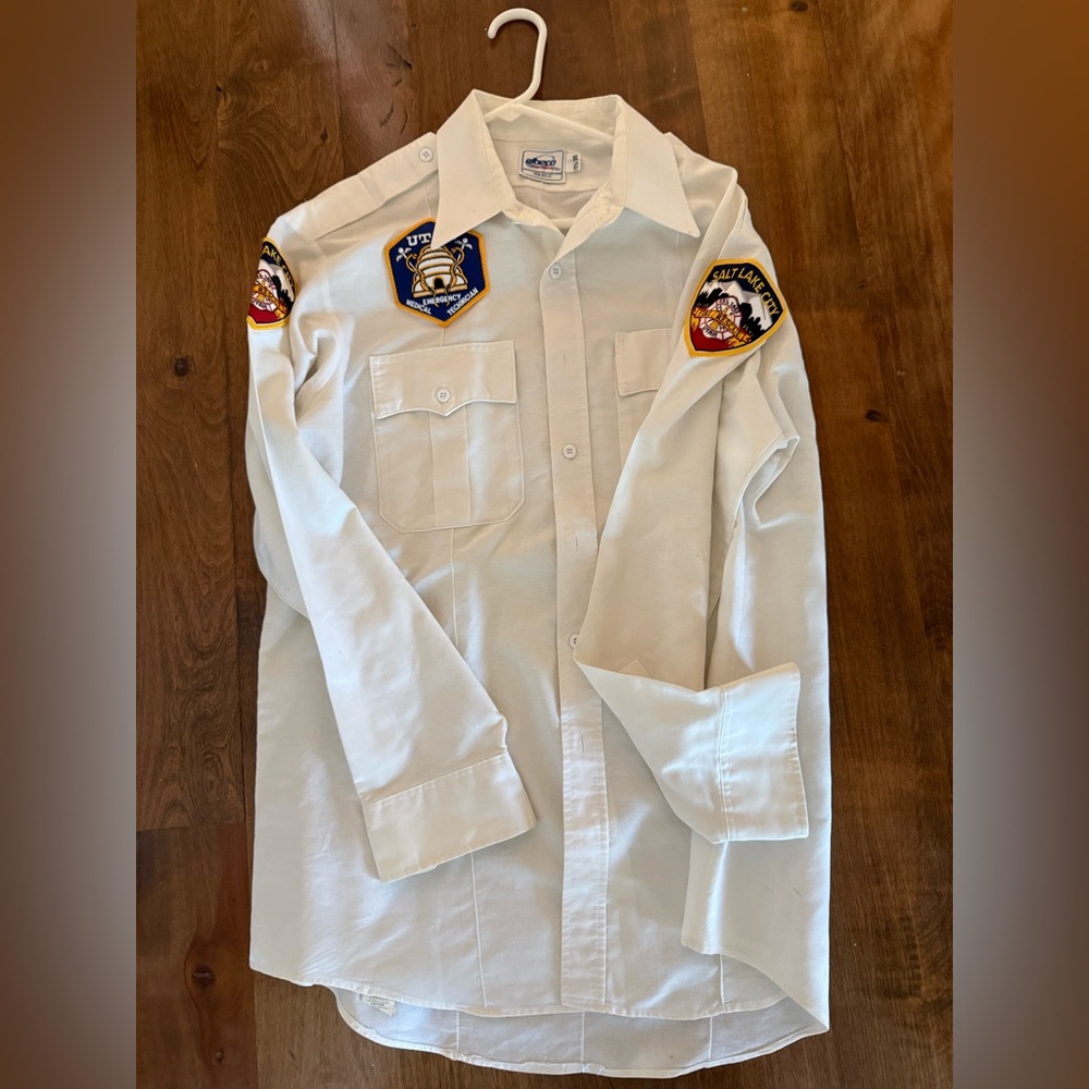 Elbeco Salt Lake City long fire sleeved firefighter shirt white XL 17 1/2-35